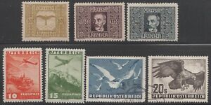 AUSTRIA,1922 / 1952, Air Mail collection of 7 Mint & Used, Sc. C6 / C60 VF.