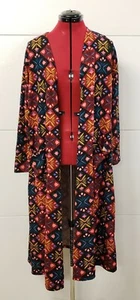 NWOT LulaRoe Sarah Duster Cardigan Long Sleeve Black Floral Size Medium - Picture 1 of 6
