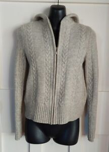 J CREW women's thick 100% lambswool cable zip cardigan hoodie. Size 6-8
