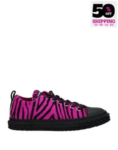 PVP €715 GIUSEPPE ZANOTTI Zapatillas de pelo de becerro US7 UK4 EU37 Rosa Logo Hecho en Italia - Imagen 1 de 8