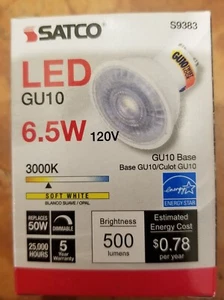 Satco S9383 - 6.5 Watt, LED MR16 Bulb, 3000K, GU10 Base, 120 Volt (12 Pack) NEW - Picture 1 of 7