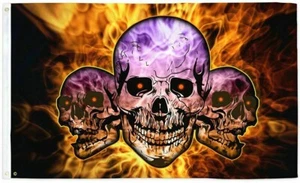 Bandera "TRÍO MORTAL" 3x5 pies poliéster bandera signo articulación pirata calavera esqueleto - Imagen 1 de 7