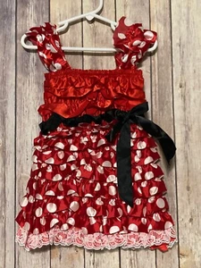 Mädchen Mädchen Minnie Mouse inspiriert Satin & Spitze Rüschen Kleid Kostüm 2XL XXL 4/5  - Bild 1 von 2