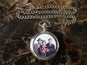 ONLY FOOLS AND HORSES (DEL, RODNEY, G/DAD) CHROME POCKET WATCH WITH CHAIN (NEW)