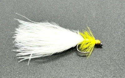 WORLD CLASS FLIES 6 X Goldhead Dancer - Yellow Body / White Tail - Trout Fishing Flies