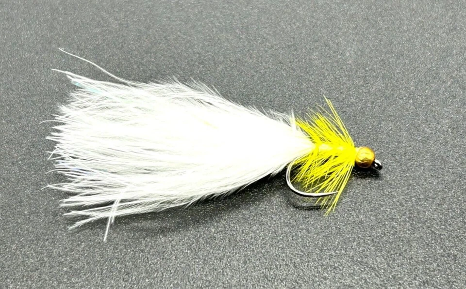 WORLD CLASS FLIES 6 X Goldhead Dancer - Yellow Body / White Tail - Trout Fishing Flies