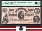 T-65 1864 $100 Confederate Currency Pmg 64 Epq *Civil War Note*  15110