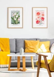 Set of 2 Trendy Flower Market Prints Boho Floral Wall Art Posters Pictures - Picture 1 of 4