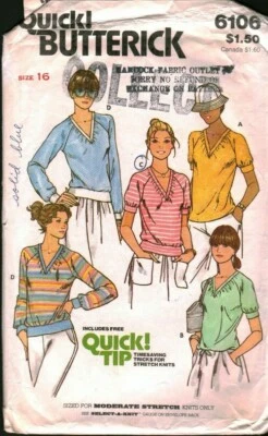 6106 Vintage Butterick SEWING Pattern Misses Loose Fitting T-Shirt Top Casual  - Image 1 of 2