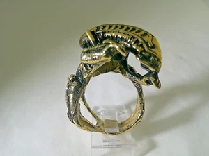 ALIEN RING ALL HIGH POLISHED IN GOLD TONED BRASS COMES ALL SIZES AMAZING DETAIL - Picture 1 of 7