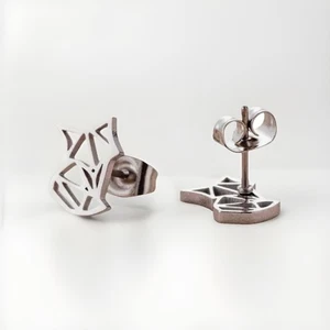 Fuchs Ohrstecker Edelstahl Minimalistisches Tierdesign Silber Farben - Bild 1 von 2