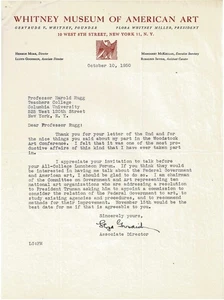 1950 LETTER SIGNED by Art Historian LLOYD GOODRICH Whitney Museum to Harold Rugg - Picture 1 of 2