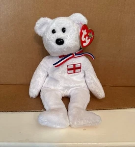 NWT Ty Beanie Baby White Teddy Bear England - Picture 1 of 1