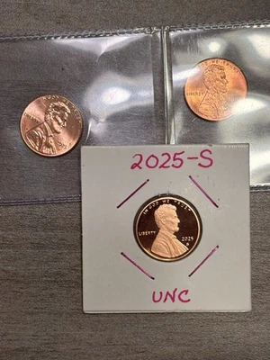 2025 3 Coin Lincoln Cent PDS Set with Uncirculated PD & Proof S. GEM BU - Image 1 of 4