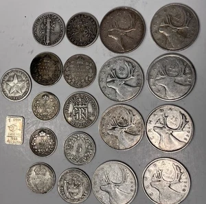 20x-Silver- Random Lot Small Denominations Mixed Coins Dates And Years - Picture 1 of 2