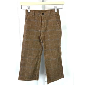 JANIE AND JACK Boys Cotton Corduroy Plaid Pants Zip Fly Brown Size 4 - Picture 1 of 7