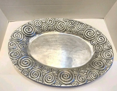 Vintage Holland Boone Polished Pewter Serving Tray-Great For Holidays READ - Image 1 of 4