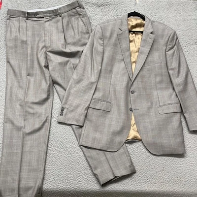 Traje Peter Millar Para Hombre 48 Gris Lana a Cuadros 38x34 Puños Pantalones Heritage Clásico Foto 1 de 4