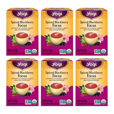Чай йоги пряный ежевичный фокус чай - 16 чайных пакетиков в упаковке (6 упаковок) - орган... - Изображение 1 из 4