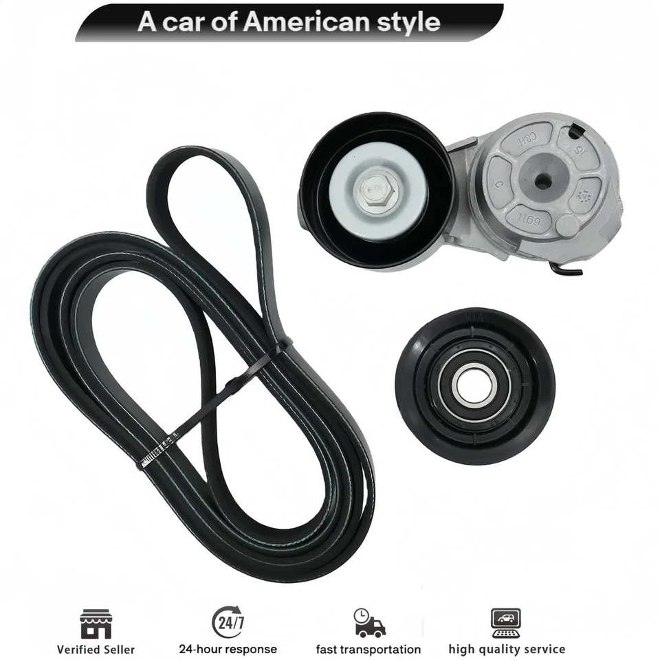 Serpentine Belt Tensioner Pulley Kit Fit Ford Crown Victoria Lincoln Mercury 4.6 Foto 1 de 4