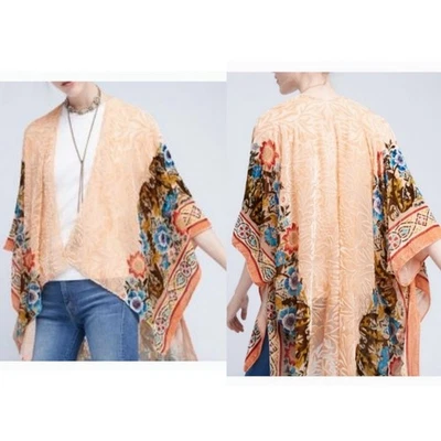 Cardigã Anthropologie Saachi Rosalia Burnout Veludo Kimono Top OS Whimsigoth - Imagem 1 de 4