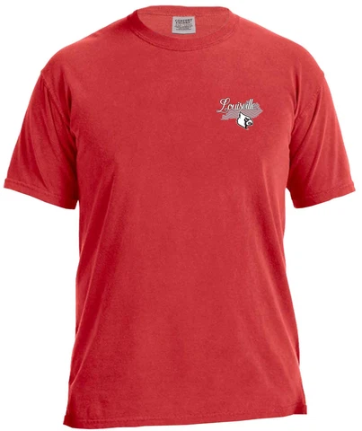 NCAA Louisville Cardinals Women's Love My Team Short Sleeve Comfort Color Tee Cover