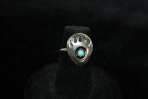 Vintage Sterling Silver Turquoise Bear Claw Ring Native American - Picture 1 of 8