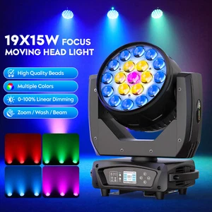 285W 19LED Zoom Moving Head Stage Light RGBW DMX Beam Wash Lighting DJ Disco Bar - Picture 1 of 16