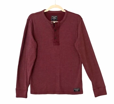 Camisa Y2K Abercrombie & Fitch Waffle Térmica Henley Logo Manga Larga Para Hombre Talla S” Foto 1 de 4