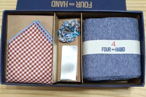4 VIER HAND Herrensocke, Geldklammer & Taschentuch Set - Vatertag Geschenkset - Bild 1 von 1