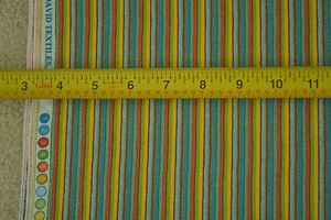 35" Long, Bright Gold Green Orange & Blue Striped Quilt Fabric, David, C2487 - Picture 1 of 5