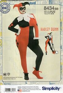 Simplicity 8434 DC Comics HARLEY QUINN Jumpsuit Costume PLUS Sz 20W-28W UNCUT