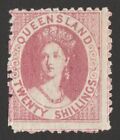 QUEENSLAND 1880 QV Chalon 20/-. SG 127 cat £2500. Rare with Certificate.
