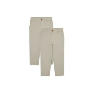2-Pack Wonder Nation School Uniform Pants Boys Begie Flat Front, Size 4 - Picture 1 of 4