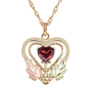 Black Hills Gold Heart Garnet (Lab-Created) Pendant - Picture 1 of 1