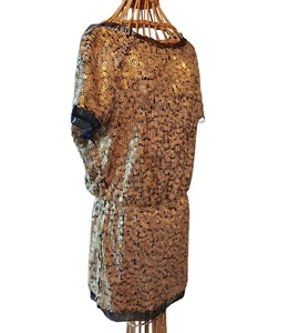 Aidan Mattox Gold Sequin Mini Dress Size 4 Party Bling Whimsigoth Festival - Picture 1 of 9