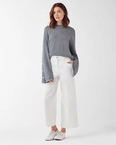/LX023/ Splendid Cotton Snap-Sleeve Knit Sweatshirt Top Gray Sz L $138 - Picture 1 of 3