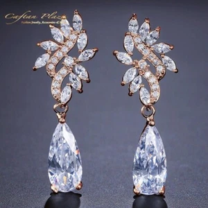 Ohrhänger Luxus Ohrringe Zirkonia AAA Swarovski-Kristalle STELLUX™ Roségold 18K - Bild 1 von 5