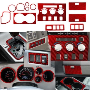 For Toyota Tundra 2007-2013 RED Carbon Fiber Interior Full SET Trim Cover 12PCS - Picture 1 of 9