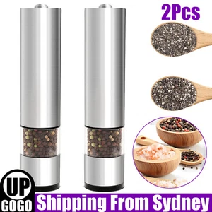 2PCS Electric Salt and Pepper Mill Grinder Set Shaker Automatic Battery Operated - Picture 1 of 10