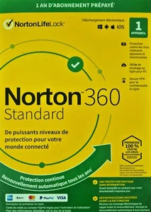 Logiciel Antivirus Norton 360 Standard 10GB FR - Version En Boite Physique - Photo 1/1