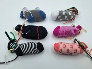 6 Homemade Baby Sock Catnip Cat Toys with Organic Catnip & Bell (Colors Vary) - Picture 1 of 13