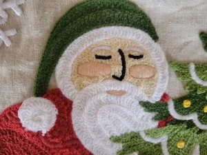 POTTERY BARN Santa Embroidered SANTA Pillow Cover NO LONGER AVAILABLE 18" X 18" - Picture 1 of 11