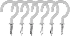 6 Piezas Ganchos de Techo, 1-1/4 Pulgada Recubierto de Vinilo Tornillos en Ganchos 6 Piezas, Blanco  - Imagen 1 de 7