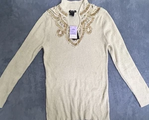 Damen Pullover Elfenbein/Gold Details im Kragen Fleck im Rücken L (1077) - Bild 1 von 15