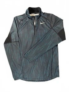 Nike Dri-Fit Top Uomo Running Manica Lunga Quarto Zip Blu e Nero Taglia S - Foto 1 di 8