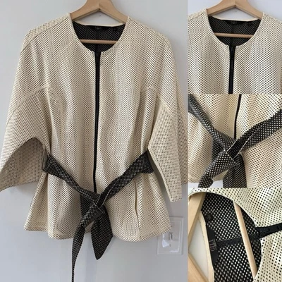 G.I.L.I. Chaqueta para mujer perforada manga Dolman con cinturón selva tropical talla 12 Foto 1 de 4