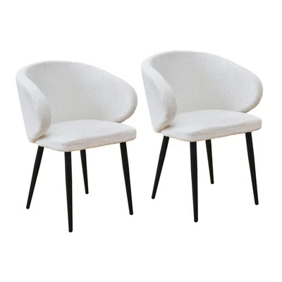 B-Ware SVITA AUDREY 2erSet Esszimmerstuhl Küchensessel Armlehne Teddybouclé Weiß - Bild 1 von 4