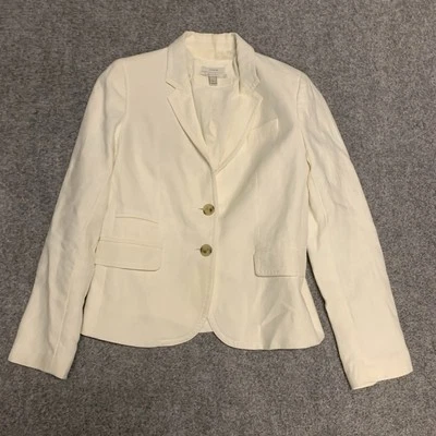 J Crew Blazer Women's Size 4 100% Linen Schoolboy Preppy Career Office - Image 1 of 4