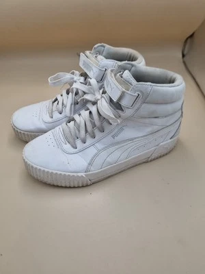 Puma Carina White Faux Leather and Fabric Mid-Top Chunky Sneaker UK 6.5 - Image 1 of 4
